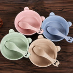 Balcherlam Baby Wheat Stalk Materials Bowls + Spoon Kit, Random Color Delivery, Bowls + Spoon Kit