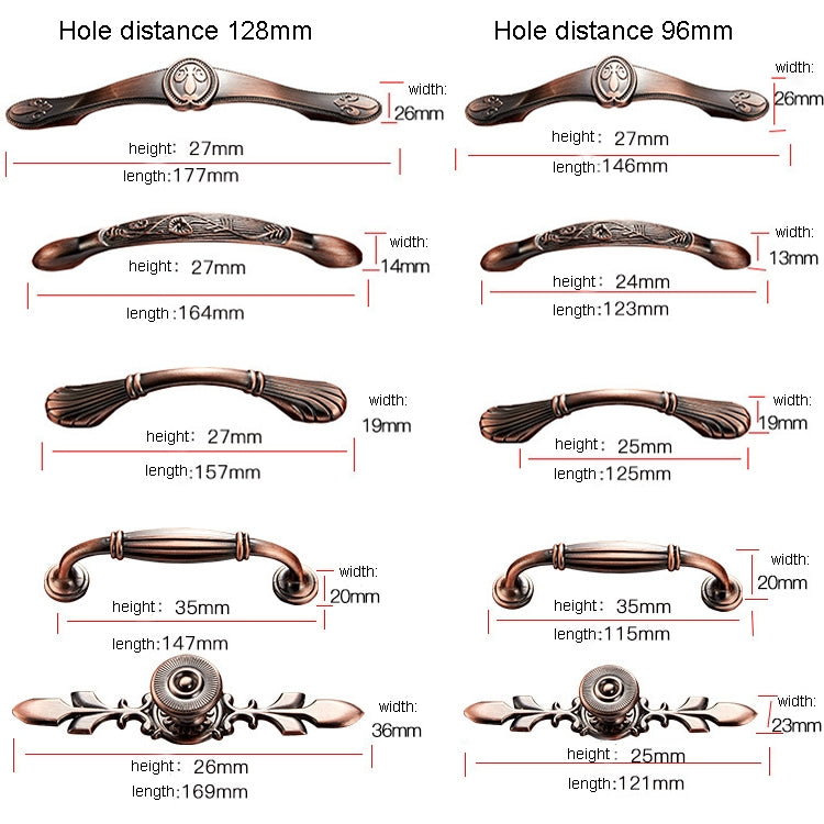 6029-96 Solid Wood Furniture Cabinet Handle Red Bronze Handles, 6029-96