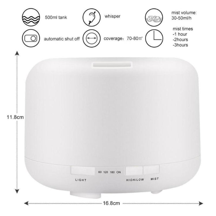 T500 Remote Control Clear White Air Humidifier Automatic Alcohol Sprayer Essential Oil Diffuser Ultrasonic Mist Maker Ultrasonic Aroma Diffuser Atomizer Color LED, Capacity: 500ml, DC 24V, US Plug, Clear White (500ml), Wood Pattern (500ml)