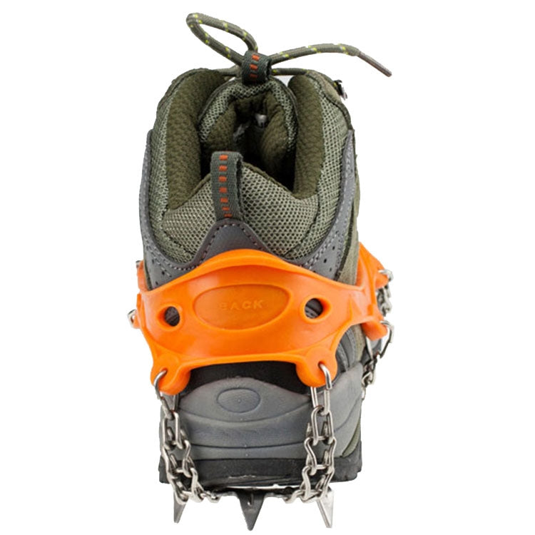 One Pair 19 Teeth Anti-Slip Ice Gripper Hiking Climbing Chain Shoes Covers, Size: M, 19 Teeth Size:M(Black), 19 Teeth Size:M(Orange)