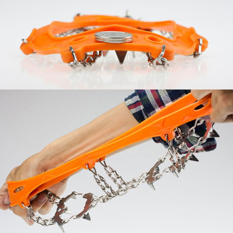 One Pair 19 Teeth Anti-Slip Ice Gripper Hiking Climbing Chain Shoes Covers, Size: M, 19 Teeth Size:M(Black), 19 Teeth Size:M(Orange)