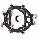One Pair 8 Teeth Anti-Slip Ice Gripper Hiking Climbing Chain Shoes Covers, 8 Teeth Black, 8 Teeth Orange