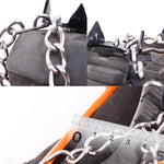 One Pair 8 Teeth Anti-Slip Ice Gripper Hiking Climbing Chain Shoes Covers, 8 Teeth Black, 8 Teeth Orange