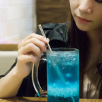 5pcs Reusable Stainless Steel Bent Drinking Straw + Cleaner Brush Set Kit,  215*8mm, 215*8mm (Bent)