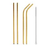 4pcs Reusable Stainless Steel Drinking Straw + Cleaner Brush Set Kit,  215*8mm, 215*8mm (Combination)