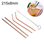 4pcs Reusable Stainless Steel Drinking Straw + Cleaner Brush Set Kit,  215*8mm, 215*8mm (Combination)