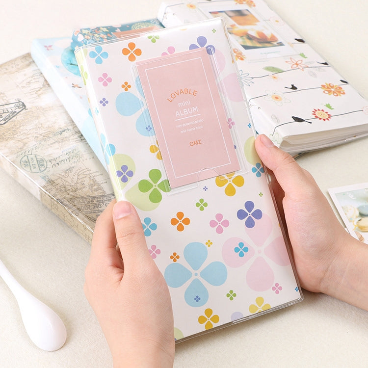 3 inch DIY Creativity Insert Type Mini Exquisite Photo Album, Baymax Pattern, Four Leaf Clover Pattern, Many Trees Dry Pattern, Forest Deer Pattern, Iron Tower Pattern, Little Swallow Pattern