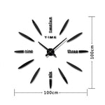 Bedroom Home Decor Large 3D Mirror DIY Wall Sticker Clock, Size: 100*100cm, 3M003 (Black), 3M003 (Silver)