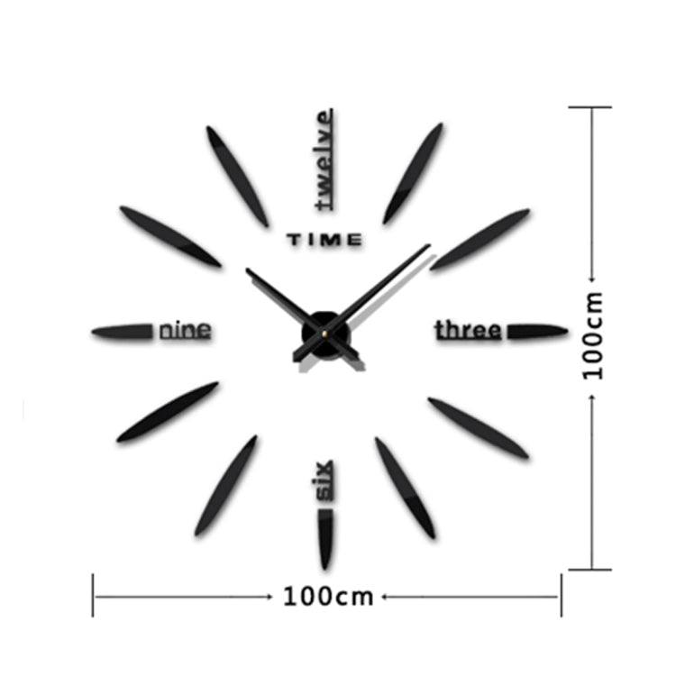 Bedroom Home Decor Large 3D Mirror DIY Wall Sticker Clock, Size: 100*100cm, 3M003 (Black), 3M003 (Silver)