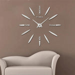 Bedroom Home Decor Large 3D Mirror DIY Wall Sticker Clock, Size: 100*100cm, 3M003 (Black), 3M003 (Silver)