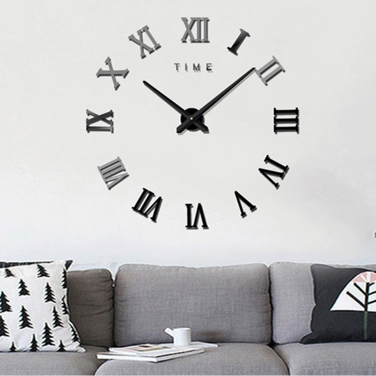 Bedroom Home Decoration Frameless Roman Numeral Large DIY Wall Sticker Mute Clock, Size: 100*100cm, M011 (Black), M011 (Gold), M011 (Silver)