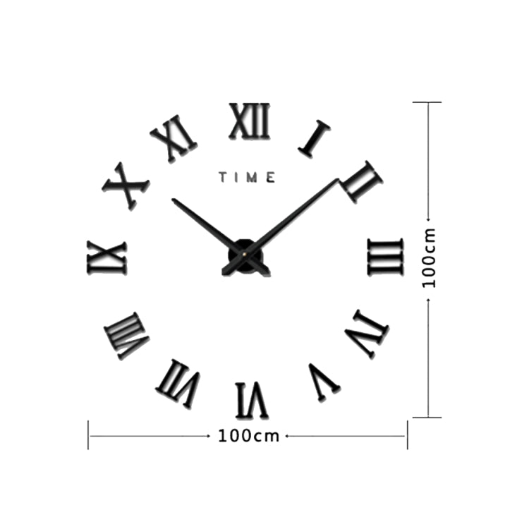 Bedroom Home Decoration Frameless Roman Numeral Large DIY Wall Sticker Mute Clock, Size: 100*100cm, M011 (Black), M011 (Gold), M011 (Silver)