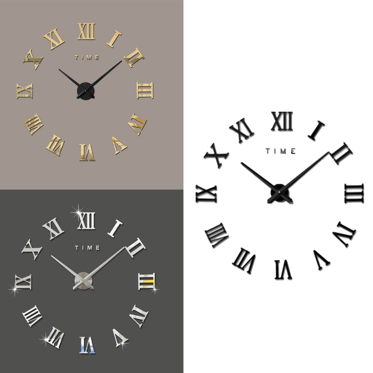 Bedroom Home Decoration Frameless Roman Numeral Large DIY Wall Sticker Mute Clock, Size: 100*100cm, M011 (Black), M011 (Gold), M011 (Silver)
