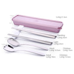 3 in 1 304 Stainless Steel Frosted Portable Outdoor Tableware for Children, Frosted Children Gold, Polished Children Rose Gold