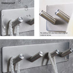 Stainless Steel Four Oblique Row Hook Bathroom Non-perforated Storage Clothes Rack, Four Oblique Row Hook