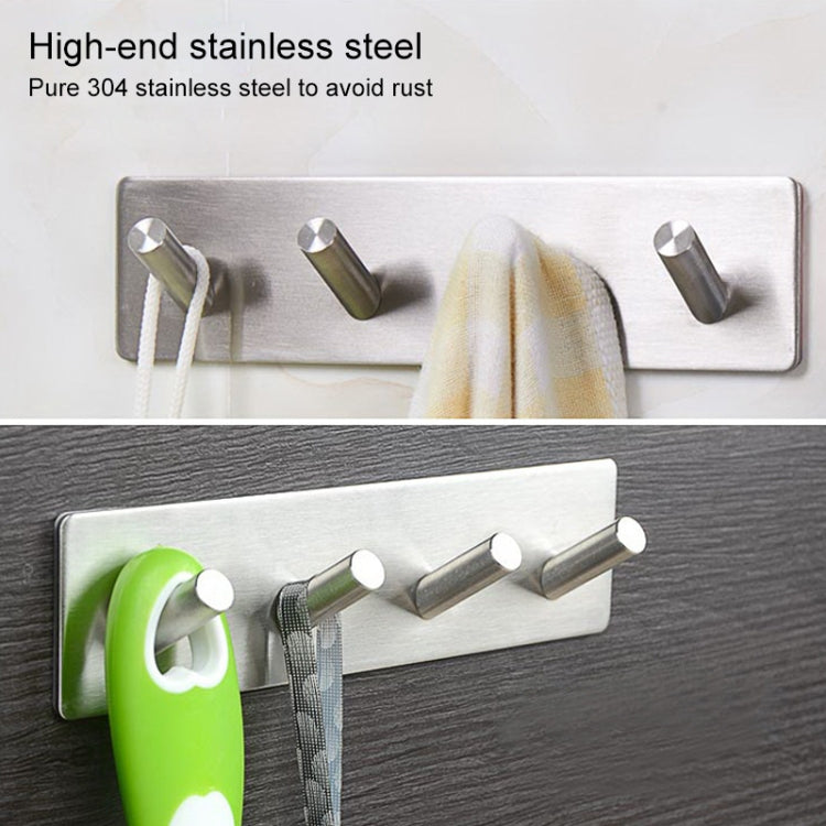 Stainless Steel Four Oblique Row Hook Bathroom Non-perforated Storage Clothes Rack, Four Oblique Row Hook