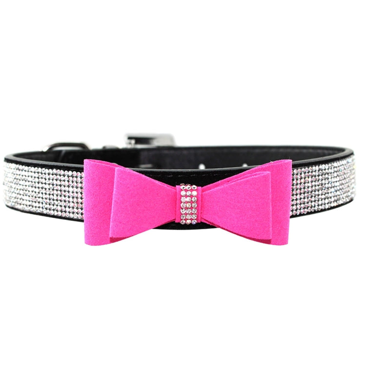 Flocking Diamond Studded Bowknot Pet Collar Dog Collar Pet Products, Size: S, 1.5 * 37cm, Size: S