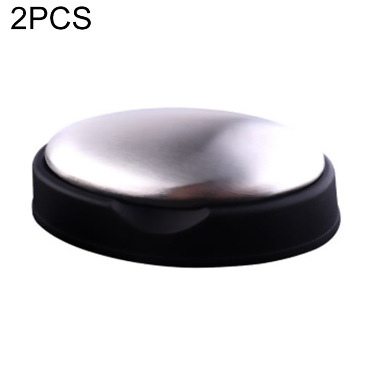 2 PCS Portable Cleaning Stainless Steel Oval Hand Soap Eliminating Odour Remover with Base, Random Style Delivery, Oval with Base