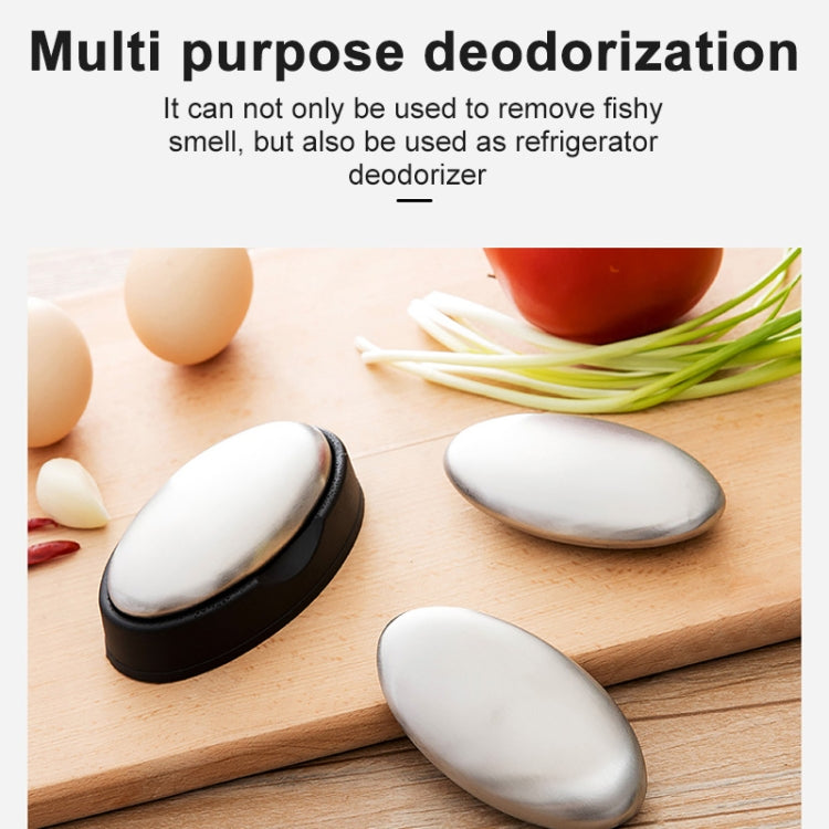 2 PCS Portable Cleaning Stainless Steel Oval Hand Soap Eliminating Odour Remover with Base, Random Style Delivery, Oval with Base