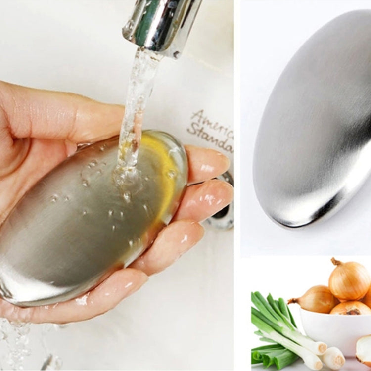 Portable Cleaning Stainless Steel Oval Hand Soap Eliminating Odour Remover, Random Style Delivery, Oval
