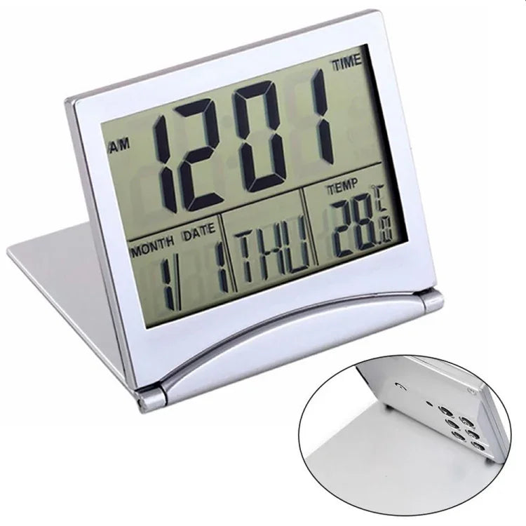 ساعة منبه رقمية محمولة قابلة للطي بشاشة LCD MT-033