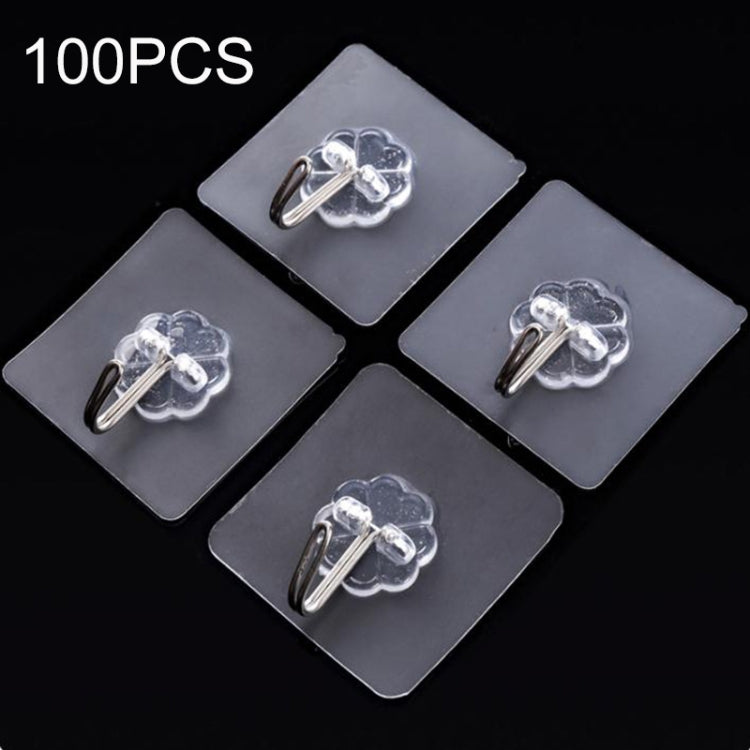 100 PCS Kitchen Bathroom Wall Hanging Transparent Non-marking Glue Hook, Non-marking Glue Hook