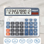 OSALO OS-6815 12 Digits Desktop Calculator Solar Energy Dual Power Calculator, OS-6815