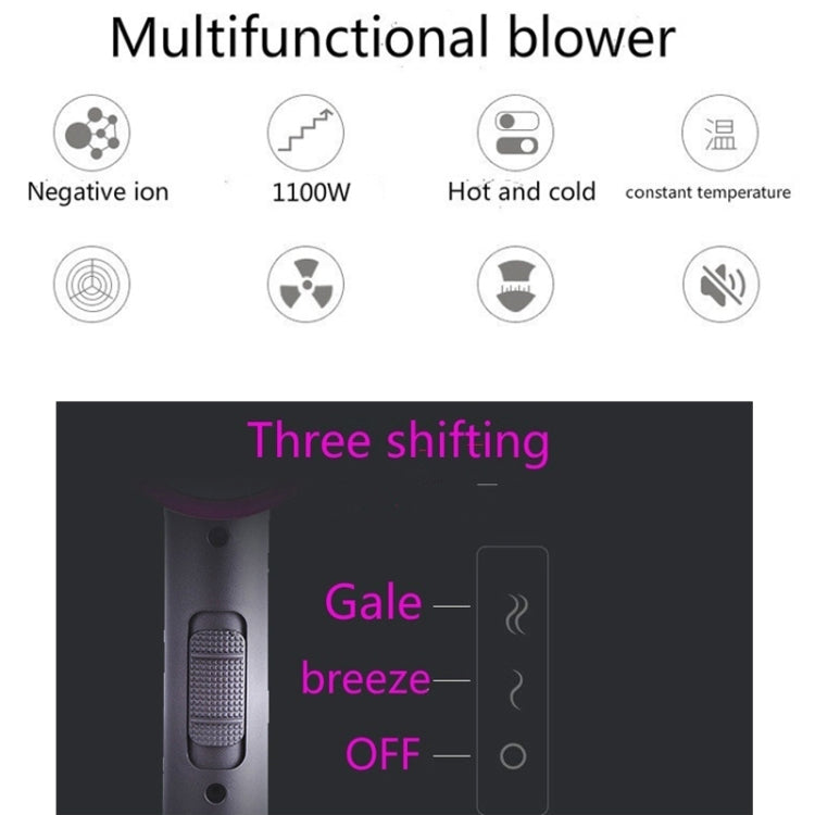 Household High-power Silent  Blow Dryer,Constant Temperature Hot and Cold Negative Ion Hair Drier, EU Plug, EU Plug