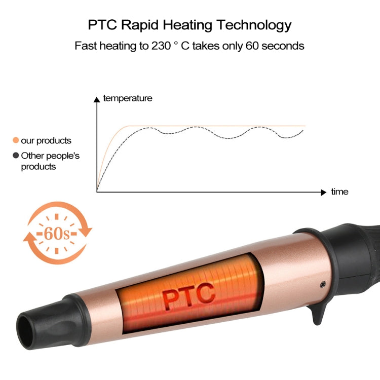 1-1.5 inch Conical Ceramic Hair Curler with Heat-resistant Gloves , UK Plug, UK Plug