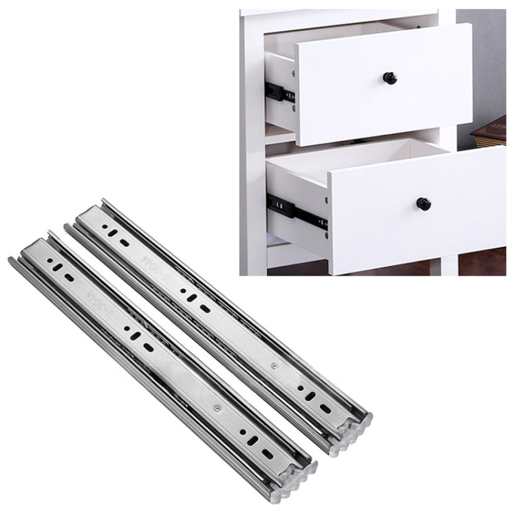 10 inches 3-section Mute Stainless Steel Sliding Drawer Slides Ball Slide Rail Length: 25cm, 10 inches