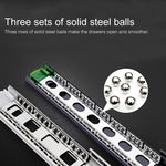 16 inches 3-section Mute Stainless Steel Sliding Drawer Slides Ball Slide Rail Length: 40cm, 16 inches