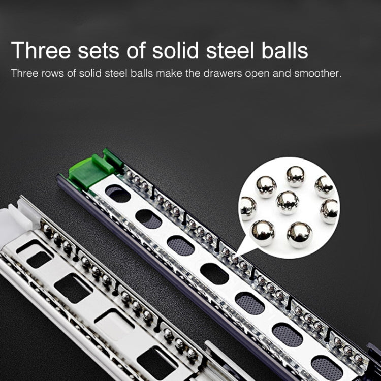 16 inches 3-section Mute Stainless Steel Sliding Drawer Slides Ball Slide Rail Length: 40cm, 16 inches