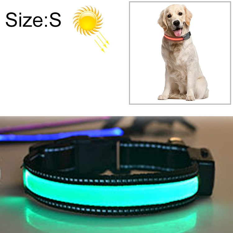 Medium and Large Dog Pet Solar + USB Charging LED Light Collar, Neck Circumference Size: S, 35-40cm, Size: S