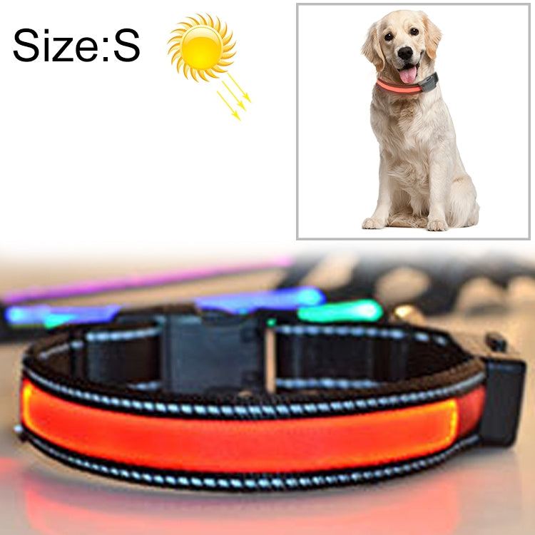 Medium and Large Dog Pet Solar + USB Charging LED Light Collar, Neck Circumference Size: S, 35-40cm, Size: S