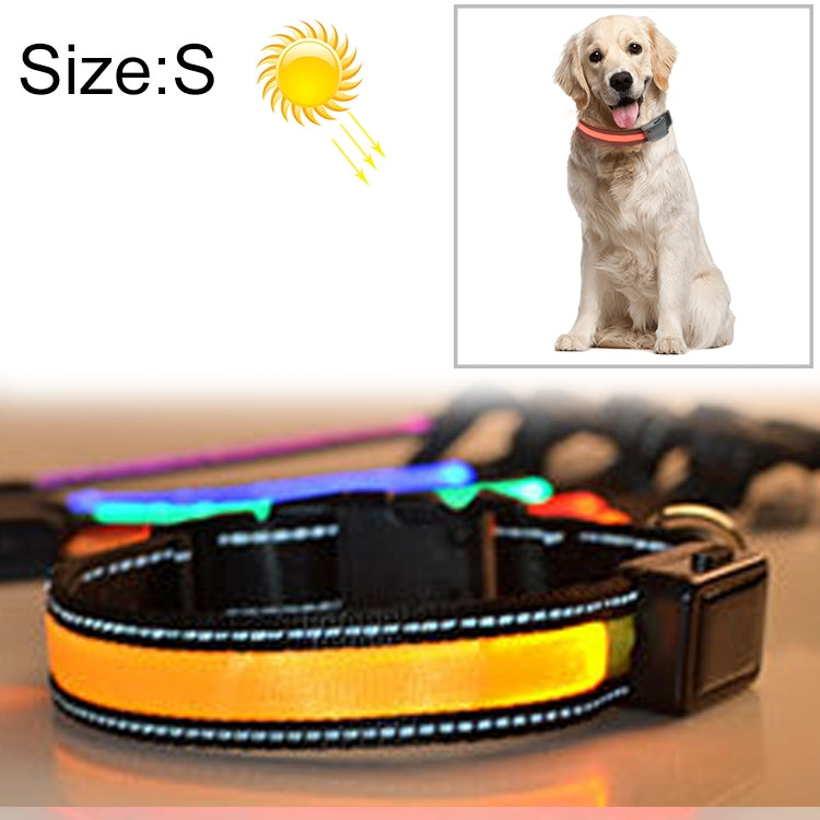 Medium and Large Dog Pet Solar + USB Charging LED Light Collar, Neck Circumference Size: S, 35-40cm, Size: S