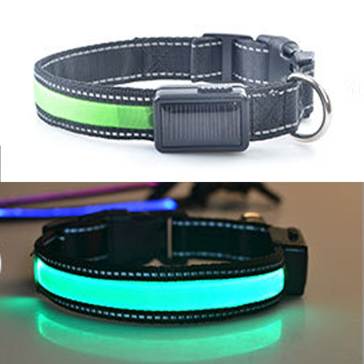 Medium and Large Dog Pet Solar + USB Charging LED Light Collar, Neck Circumference Size: L, 50-60cm, Size: L