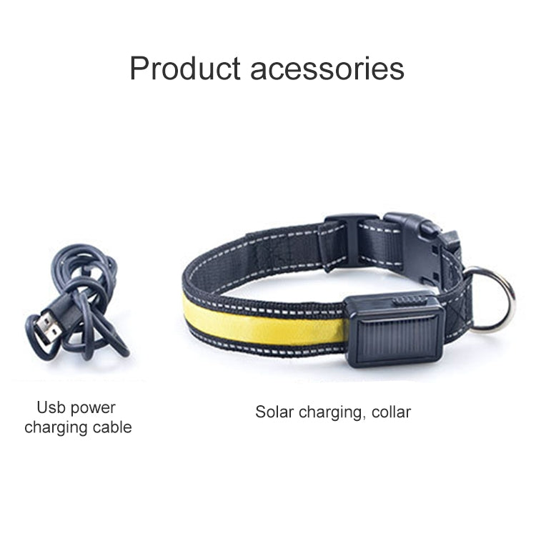 Medium and Large Dog Pet Solar + USB Charging LED Light Collar, Neck Circumference Size: L, 50-60cm, Size: L