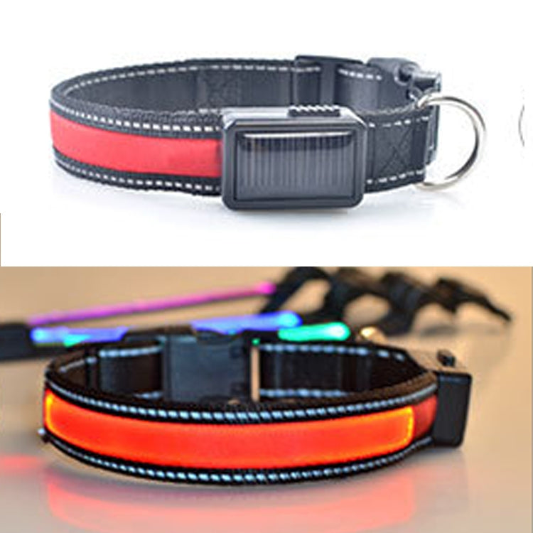 Medium and Large Dog Pet Solar + USB Charging LED Light Collar, Neck Circumference Size: L, 50-60cm, Size: L