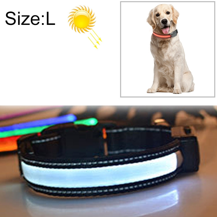 Medium and Large Dog Pet Solar + USB Charging LED Light Collar, Neck Circumference Size: L, 50-60cm, Size: L
