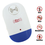Electronic Ultrasonic Mosquito Rat Pest Control Repeller with LED Light, EU Plug AC90V-250V (White+Blue), EU Plug