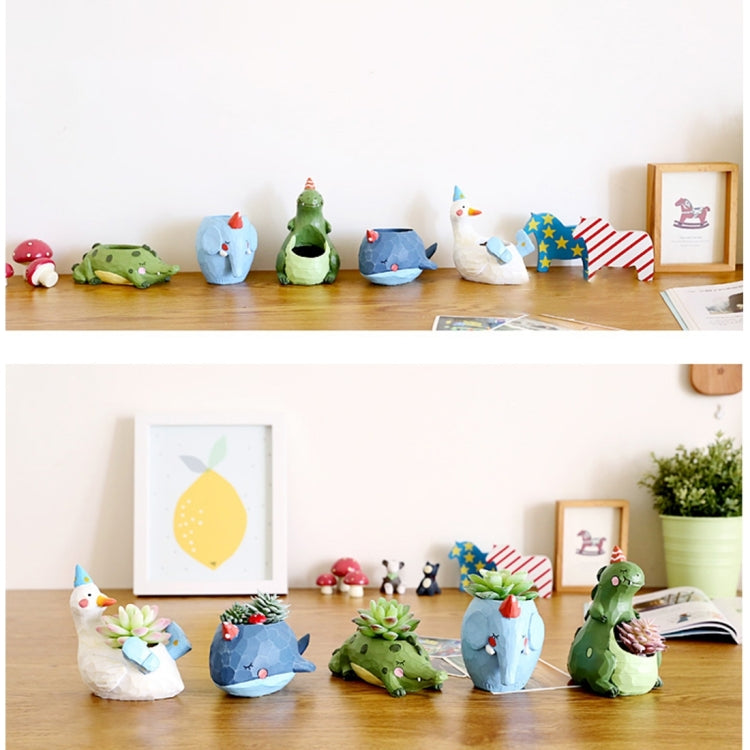 Lovely Home Garden Office Resin Cartoon Animal Blue Elephant Shaped Plant Flower Pot Decoration Animal Flower Pots Planter, Elephant