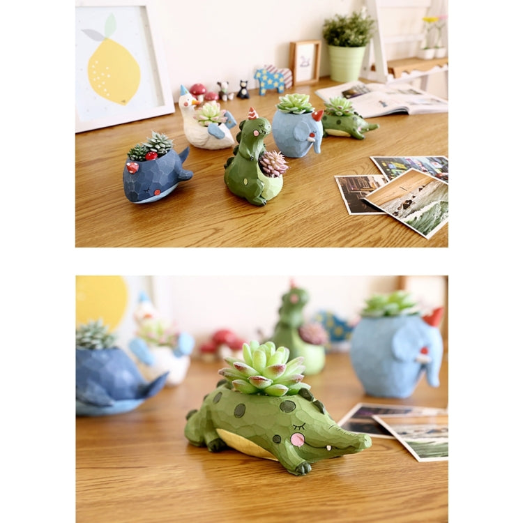Lovely Home Garden Office Resin Cartoon Animal Blue Elephant Shaped Plant Flower Pot Decoration Animal Flower Pots Planter, Elephant