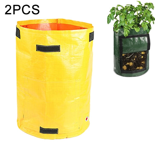 2 PCS 7 Gallons Potato Planting PE Bags Woven Fabric Bags Cultivation Garden Pots Vegetable Planting Bags Grow Bags Farm Garden Supplies, Orange, Yellow, Green, Black