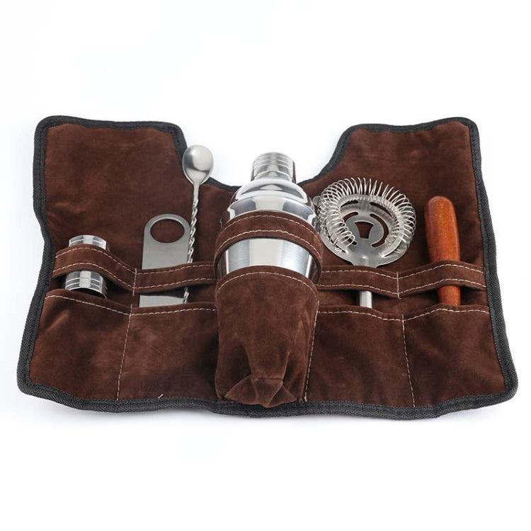 7 in 1 Stainless Steel Wine Cocktail Shaker Tools Set with Cloth Bag, Capacity: 550ml, 550ml