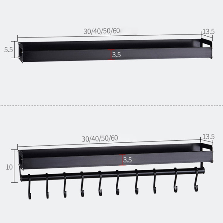 40cm 6 Hooks Kitchen Multi-function Wall Hanging Holder Seasoning Storage Rack, 40cm 6 Hooks(Silver)
