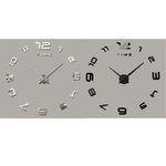 Bedroom Home Office Decoration Modern Frameless Large Number DIY 3D Mirror Wall Sticker Quiet Clock, Size: 100*100cm, 3M007 (Black), 3M007 (Silver)