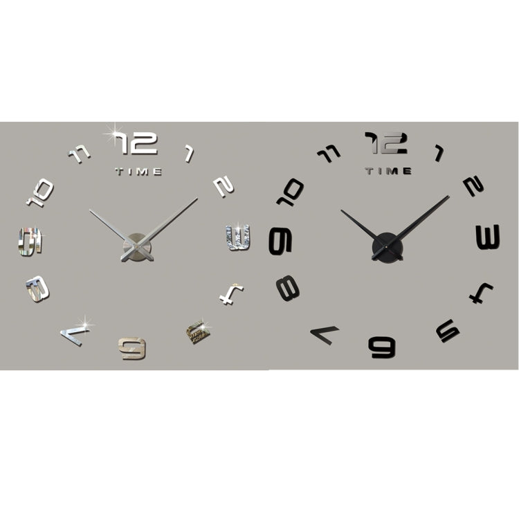 Bedroom Home Office Decoration Modern Frameless Large Number DIY 3D Mirror Wall Sticker Quiet Clock, Size: 100*100cm, 3M007 (Black), 3M007 (Silver)