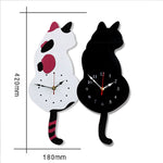 42x18cm Home Office Bedroom Decoration Battery Operated Cat Shaped Wall Clock with Swinging Tails