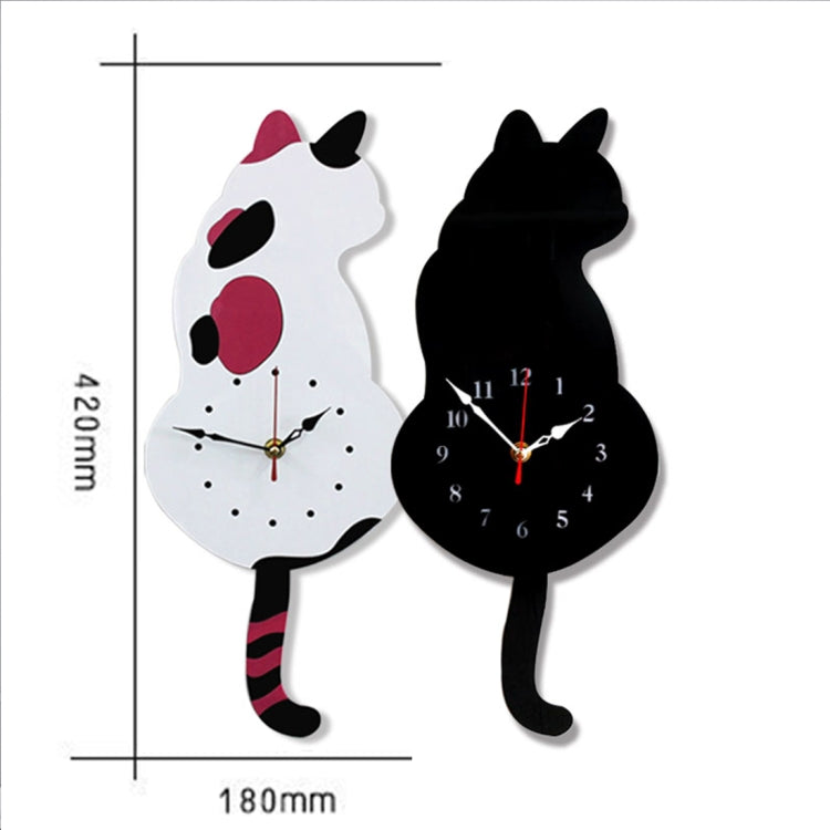 42x18cm Home Office Bedroom Decoration Battery Operated Cat Shaped Wall Clock with Swinging Tails