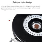 800ml Stainless Steel Sealed Food Coffee Grounds Bean Storage Container with Built-in CO2 Gas Vent Valve & Calendar